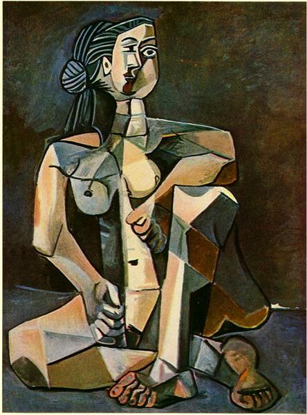 Pablo Picasso Oil Painting Seated Woman Femme Nude Assise